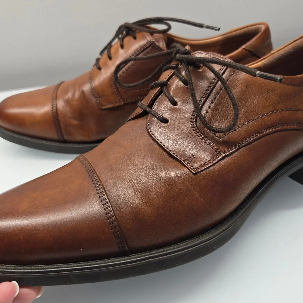 Florsheim Cap Toe Derby Dress Shoes Mens 10.5D Cognac Brown Leather Comfortech